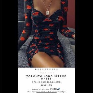 Tiger Mist Black and Red Floral Long Sleeve Dress